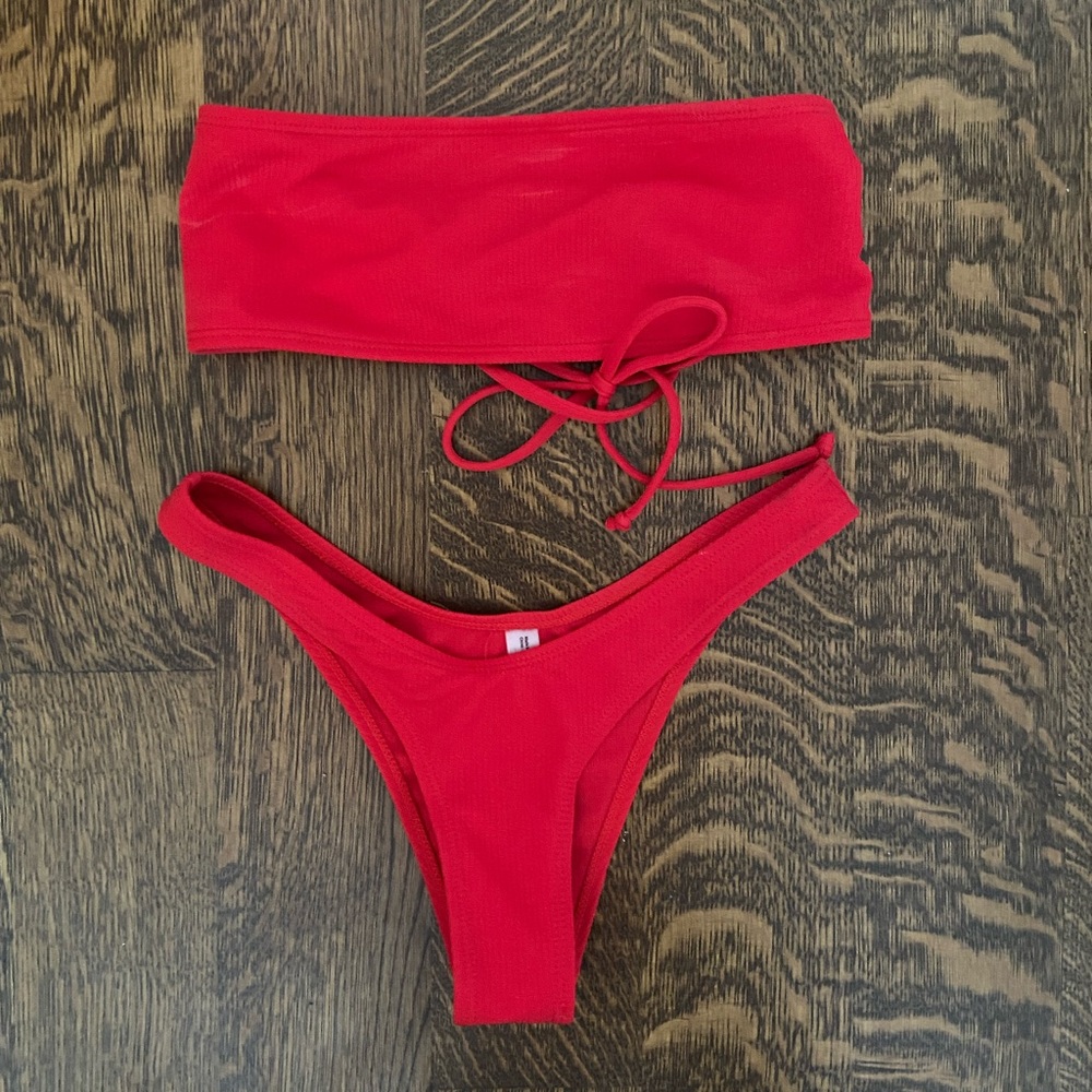 Red Ribbed Bikini ❣️ - Picture 2 of 4